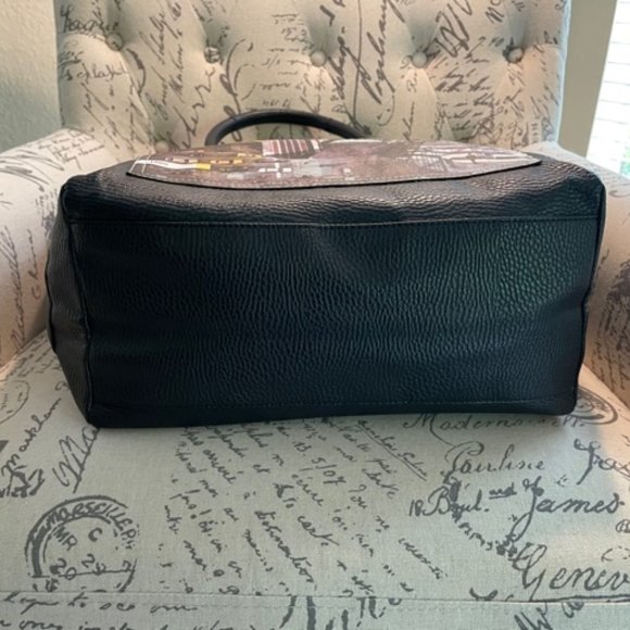 NEW Aldo shopper bag weekender NEW YORK tote black leather - Picture 4 of 7